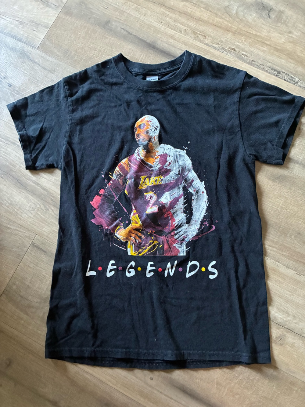 Gildan Black Tee with Purple and Yellow Lakers 'Legends' Graphic